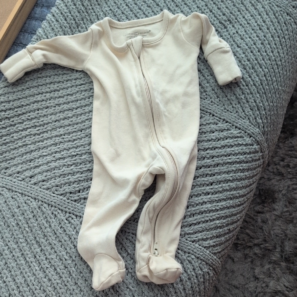 Colored Organics Cream Footies One Piece